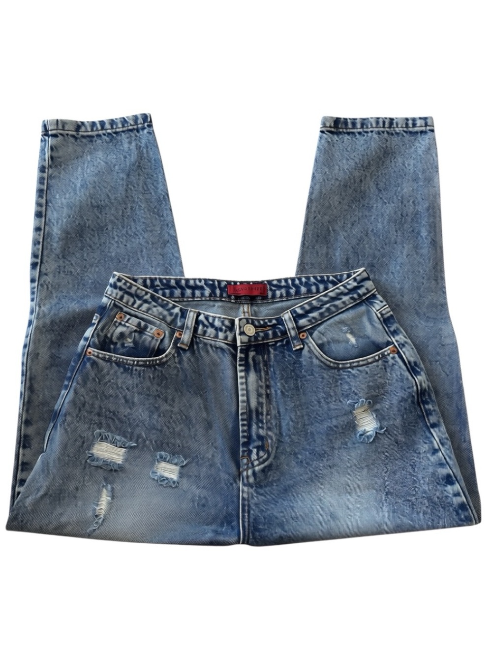 Relaxed Light-Blue Distressed Women’s Jeans